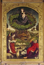 Madonna und Kind, zentrales Panel aus dem Triptychon von Moses und dem brennenden Dornbusch, ca. 1476